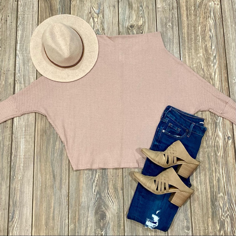 Taupe Off Shoulder Sweater